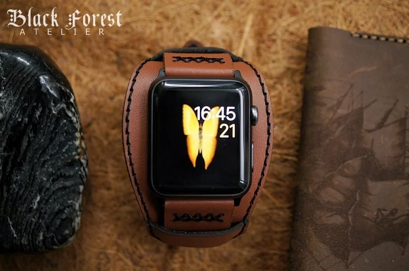 CUFF handgefertigt Leder Uhrenarmband incl. Lugs Adapter für Apple Watch (oder Apple Watch Sport) 42mm oder 38mm – Bild 3